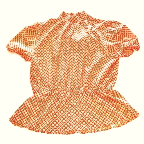 'Alice Blue' Tangerine Print Top w/ Bow- Size MEDIUM - Picture 2 of 6